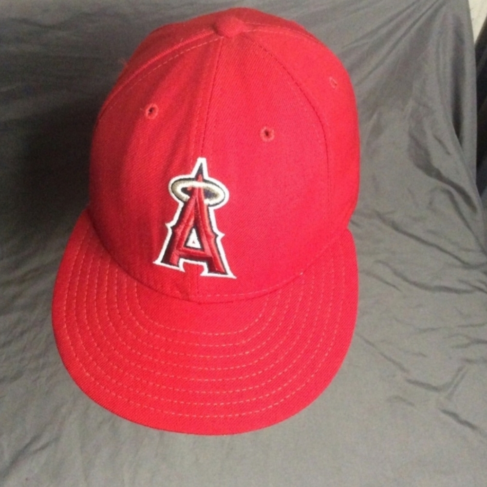 VTG Authentic Collection New Era Red Wool Anaheim Angels 59Fifty Fitted SZ 6 7/8